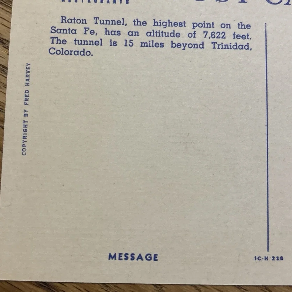 Raton Tunnel Between Trinidad Colorado New Mexico Scenic Train Railroad Postcard